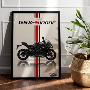 Suzuki GSXS 1000 F 2020 | Motorcycle Poster, Bike Wall Art Decor - Gift for Lovers Suzuki Rider Present Drawing