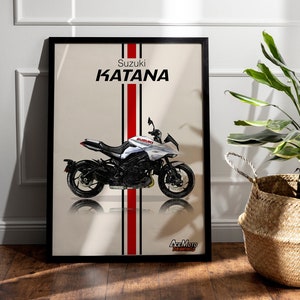 Suzuki Katana 2019 | Motorcycle Poster, Bike Wall Art Decor - Gift for Lovers Suzuki Rider Present Drawing GSXS 1000
