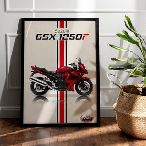Suzuki GSX-1250F 2015 | Motorcycle Poster, Bike Wall Art Decor - Gift for Lovers Suzuki Rider Present Drawing GSX 1250F