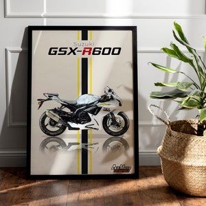 Suzuki GSXR 600 2022 | Motorcycle Poster, Bike Wall Art Decor - Gift for Lovers Suzuki Rider Present Drawing GSX-R