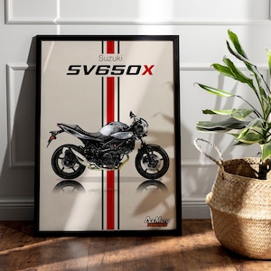 Suzuki SV650X | Motorcycle Poster, Bike Wall Art Decor - Gift for Lovers Suzuki Rider Present Drawing SV 650X