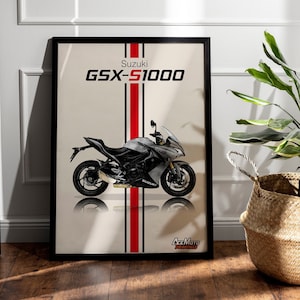 Suzuki GSXS 1000F 2016 | Motorcycle Poster, Bike Wall Art Decor - Gift for Lovers Suzuki Rider Present Drawing GSX-S 1000F