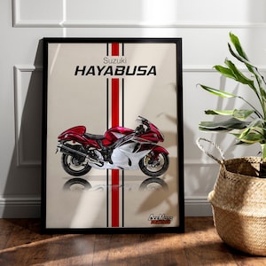 Suzuki Hayabusa 2016 | Motorcycle Poster, Bike Wall Art Decor - Gift for Lovers Suzuki Rider Present Drawing GSX1300R