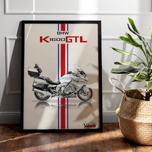 BMW K1600GTL Wall Poster | Motorcycle Poster, Bike Wall Art Decor - Gift for Lovers BMW Rider Present Drawing