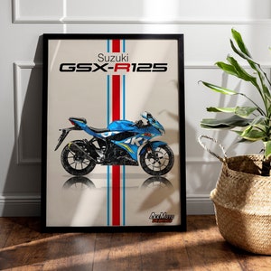 Suzuki GSX125R 2018 | Motorcycle Poster, Bike Wall Art Decor - Gift for Lovers Suzuki Rider Present Drawing GSX 125R GSXR