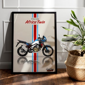 HONDA Afrika Twin CRF 1100L 2023 | Motorrad Poster, Fahrrad Wand Kunst Dekor - Geschenk für Liebhaber Hobby Reiter Geschenk Zeichnung