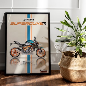 KTM 1290 Superduke R 2023 | Motorcycle Poster, Bike Wall Art Decor - Gift for Lovers KTM Rider Present Drawing