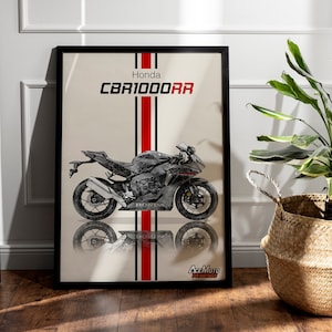 Honda CBR 1000RR 2021 | Pôster de motocicleta, decoração de arte de parede de bicicleta - presente para amantes do desenho de presente de Honda Rider