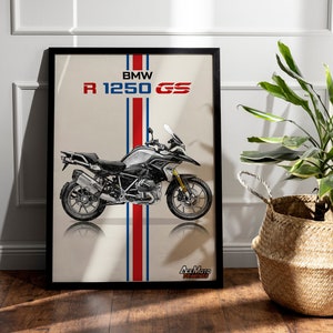 BMW R1250 GS | Motorcycle Poster, Bike Wall Art Decor - Gift for Lovers BMW Rider Present Drawing