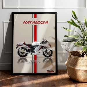 Suzuki Hayabusa GSX1300F 2022 | Motorcycle Poster, Bike Wall Art Decor - Gift for Lovers Suzuki Rider Present Drawing