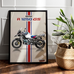 BMW R1250 GS | Motorcycle Poster, Bike Wall Art Decor - Gift for Lovers BMW Rider Present Drawing