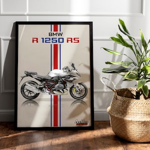 BMW R1250RS Wall Poster | Motorcycle Poster, Bike Wall Art Decor - Gift for Lovers BMW Rider Present Drawing