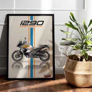 KTM 1290 Super Adventure S 2022 | Motorcycle Poster, Bike Wall Art Decor - Gift for Lovers KTM Rider Present Drawing