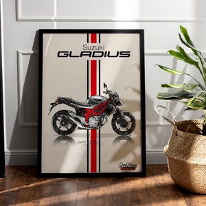 Suzuki Gladius 2015 | Motorcycle Poster, Bike Wall Art Decor - Gift for Lovers Suzuki Rider Present Drawing SFV650