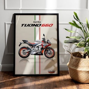 Aprilia Tuono 660 2021 Grey | Motorcycle Poster, Bike Wall Art Decor - Gift for Lovers Aprilia Rider Present Drawing