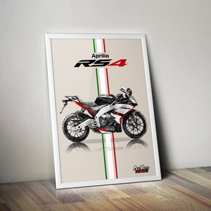 Aprilia RS4 125 Replica SBK 2016 | Motorcycle Poster, Bike Wall Art Decor - Gift for Lovers Aprilia Rider PresentDrawing