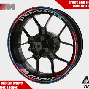 BMW M1000XR - Juego de calcomanías S1KRR Juego de pegatinas para llantas M 1000XR autoaufkleber Motorrad - Franjas laminadas para llantas de color blanco, rojo y azul