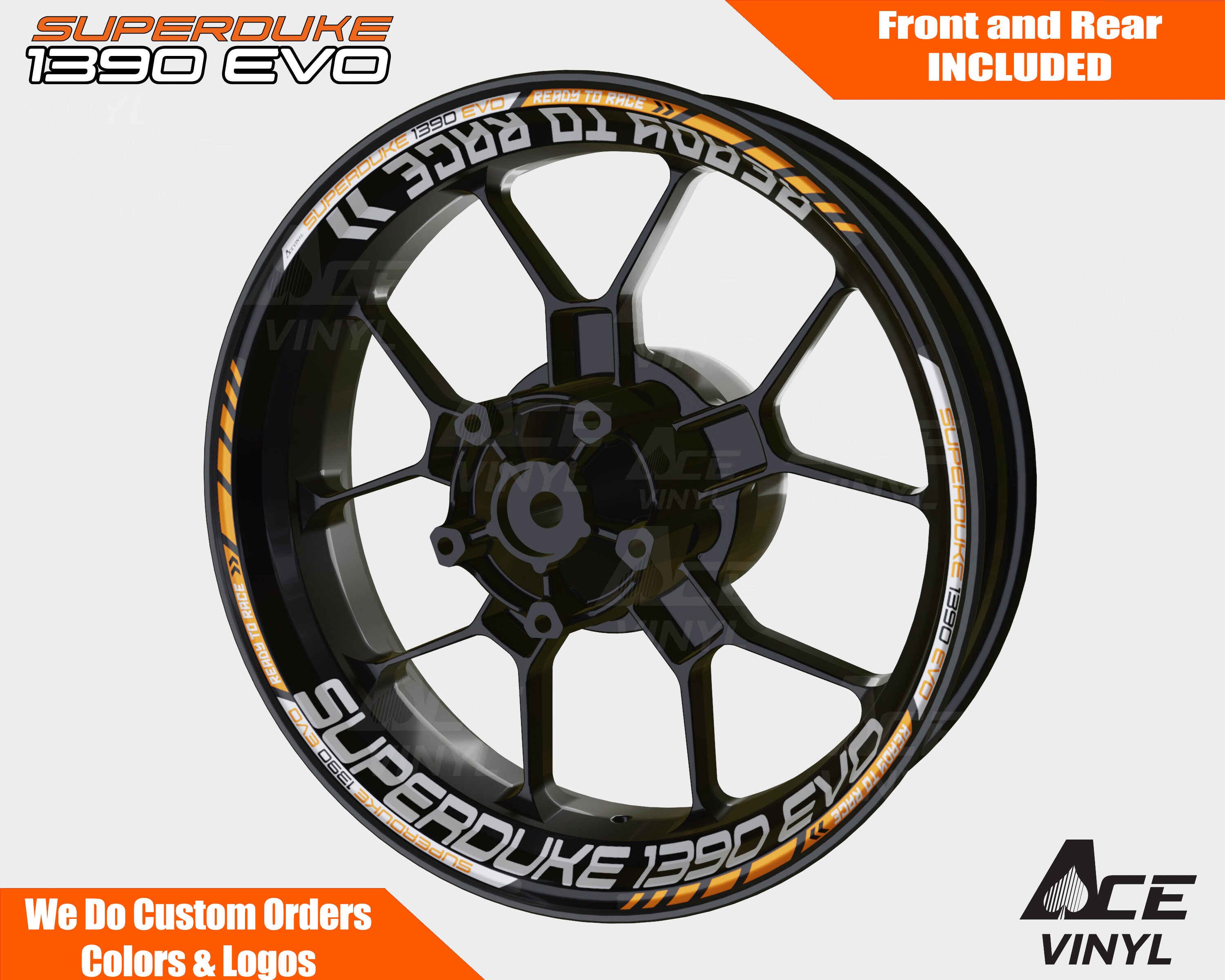 KTM Superduke 1390 EVO Wheel Decals Rim Stickers Tape Set Reflective ...