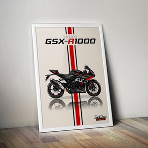 Suzuki GSXR 1000 R 2021 | Motorcycle Poster, Bike Wall Art Decor - Gift for Lovers Suzuki Rider Present Drawing
