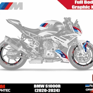 BMW S1000R Upgrade para M Decalques Set M1KR Adesivo Rim Set M S1000R autoaufkleber Motorrad - Listras de rodas laminadas brancas, vermelhas e azuis