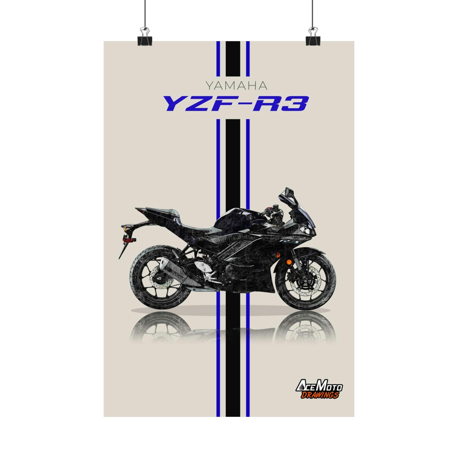 Yamaha YZF R3 2022 | Motorcycle Poster, Bike Wall Art Decor - Gift for ...