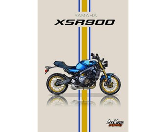 Yamaha XSR 900 2023 | Pôster de motocicleta, decoração de arte de parede de bicicleta - presente para amantes de desenho de presente de piloto Yamaha