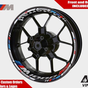 BMW M1000R - Stickerset M1KR Stickervelgenset M S1000R autolak Motorrad - Wit, rood en blauw gekleurde gelamineerde wielstrepen