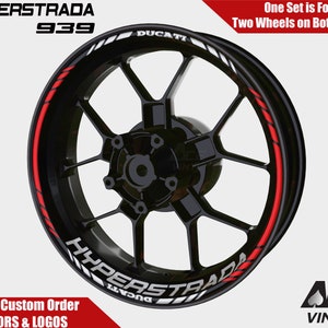 Ducati Hyperstrada Wheel Decals Rim Stickers 696 821 969 S4R 1200s 1260 851 961 Rim Tape Set Reflective autoaufkleber