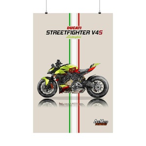 Ducati Streetfighter V4S Lamborghini Edition 2023 | Motorcycle Poster, Bike Wall Art Decor - Gift for Lovers Ducati Rider Present Drawing