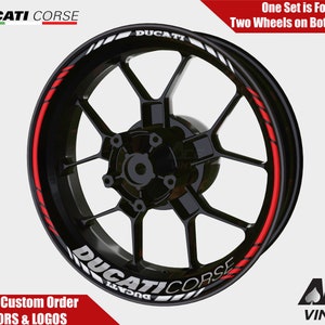 Ducati Corse Wheel Decals Rim Stickers Panigale Corse 848 evo 899 748s 1099 1098s 1299 1199 Rim Tape Set Reflective