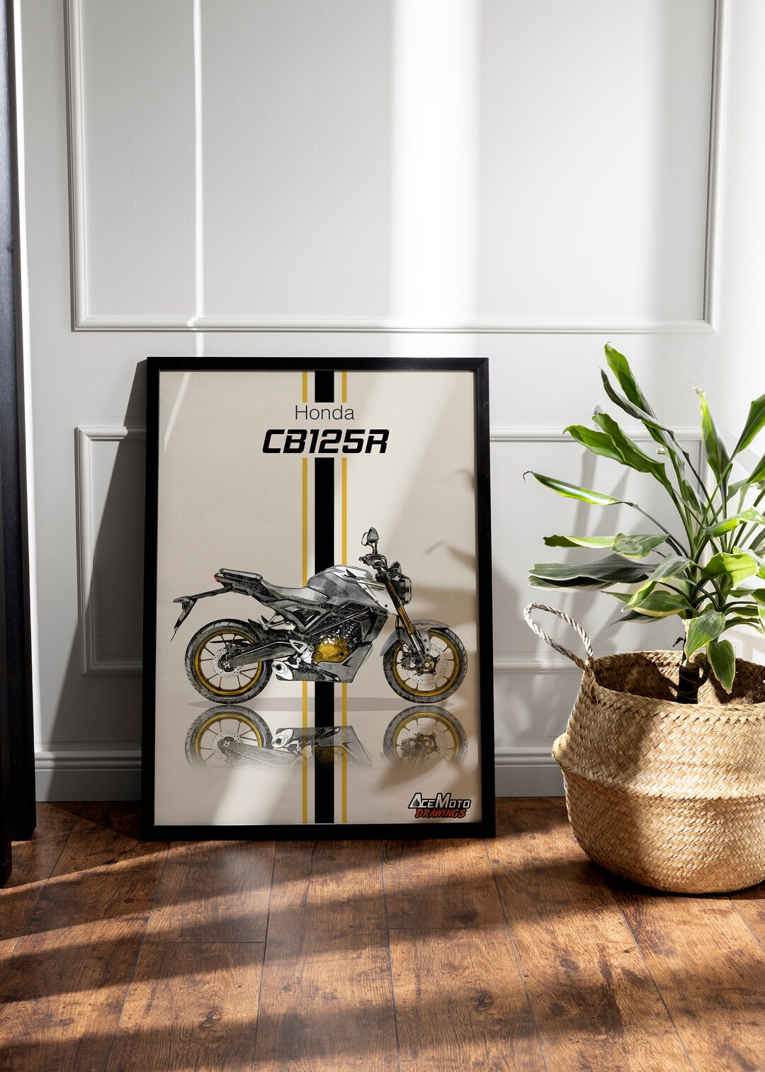 Tableau Toile Honda CBR 1000 - Style Abstrait - Impression Sur Toile - Décoration Murale
