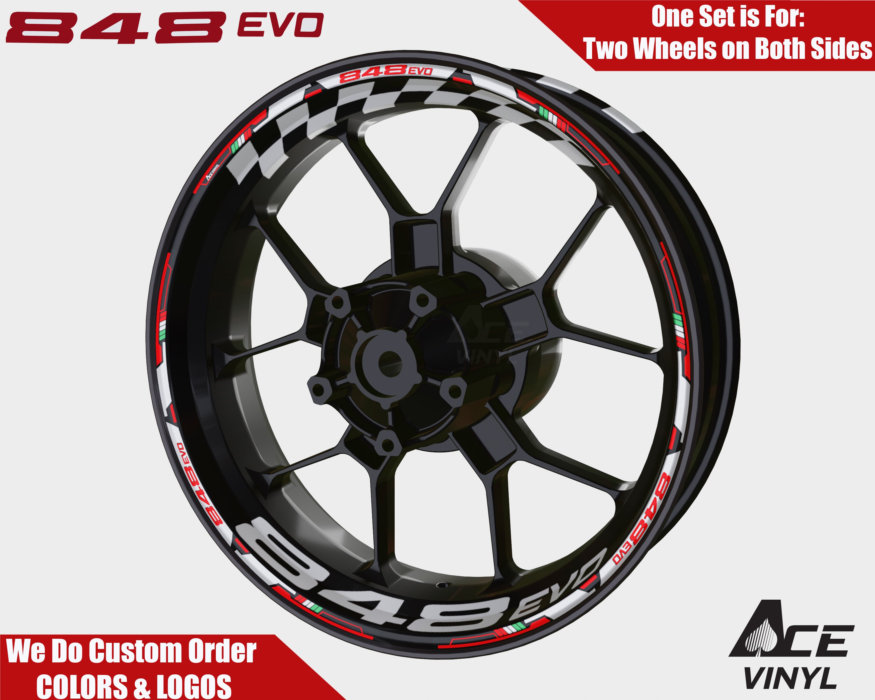 DUCATI 848 Evo Wheel Decals Rim Stickers Corse autoaufkleber DUCATI 848 Evo Wheel Decals Rim Stickers Corse autoaufkleber