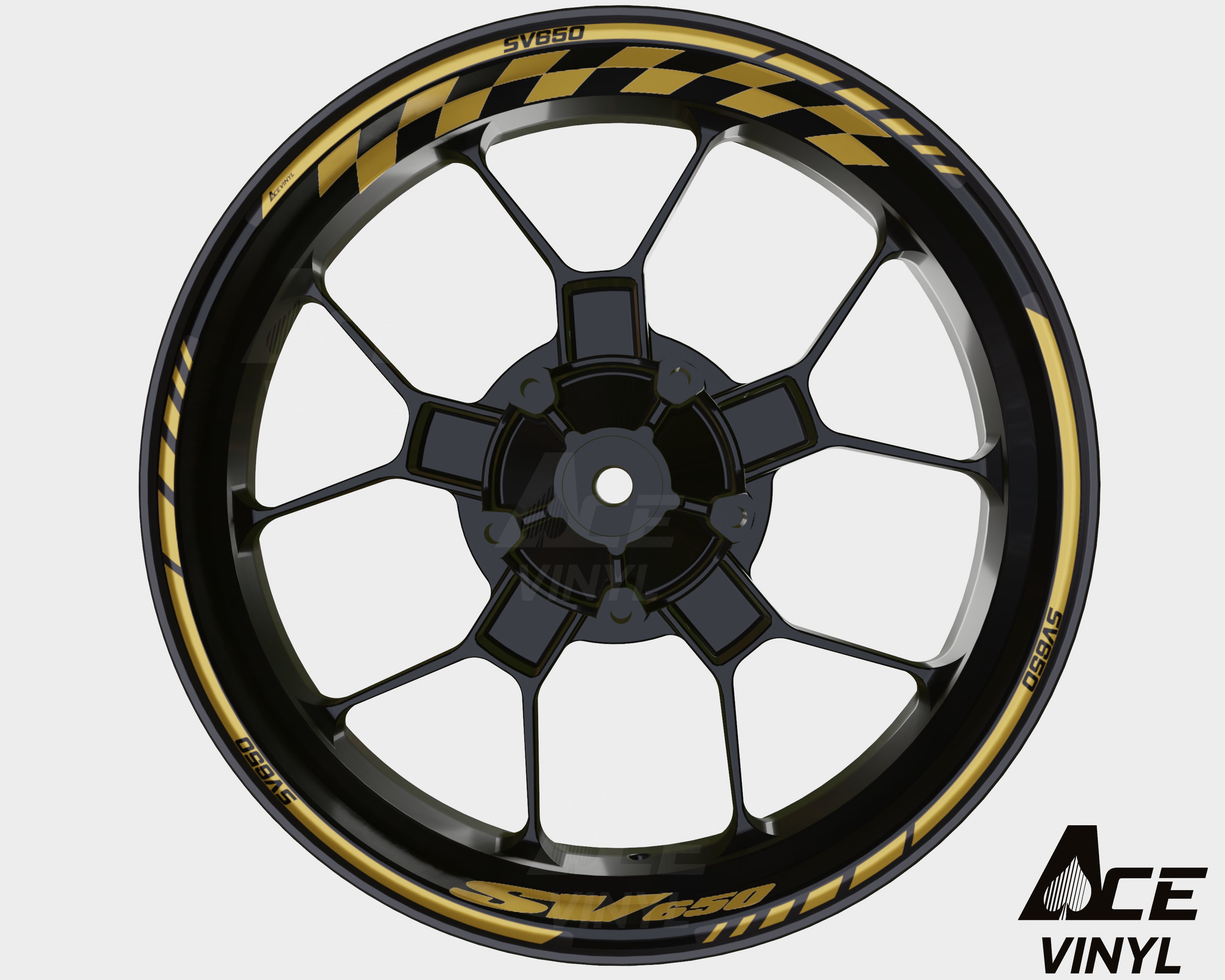 Speed Army Motorcycle Wheel Rim Stripes Tape Decals Stickers Full Bike Kit For Suzuki SV650, Multicolor Gloss Vinyl