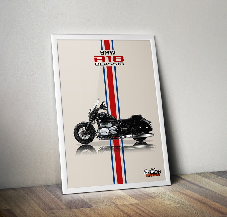 BMW R18 Classic Wall Poster | Motorcycle Poster, Bike Wall Art Decor ...