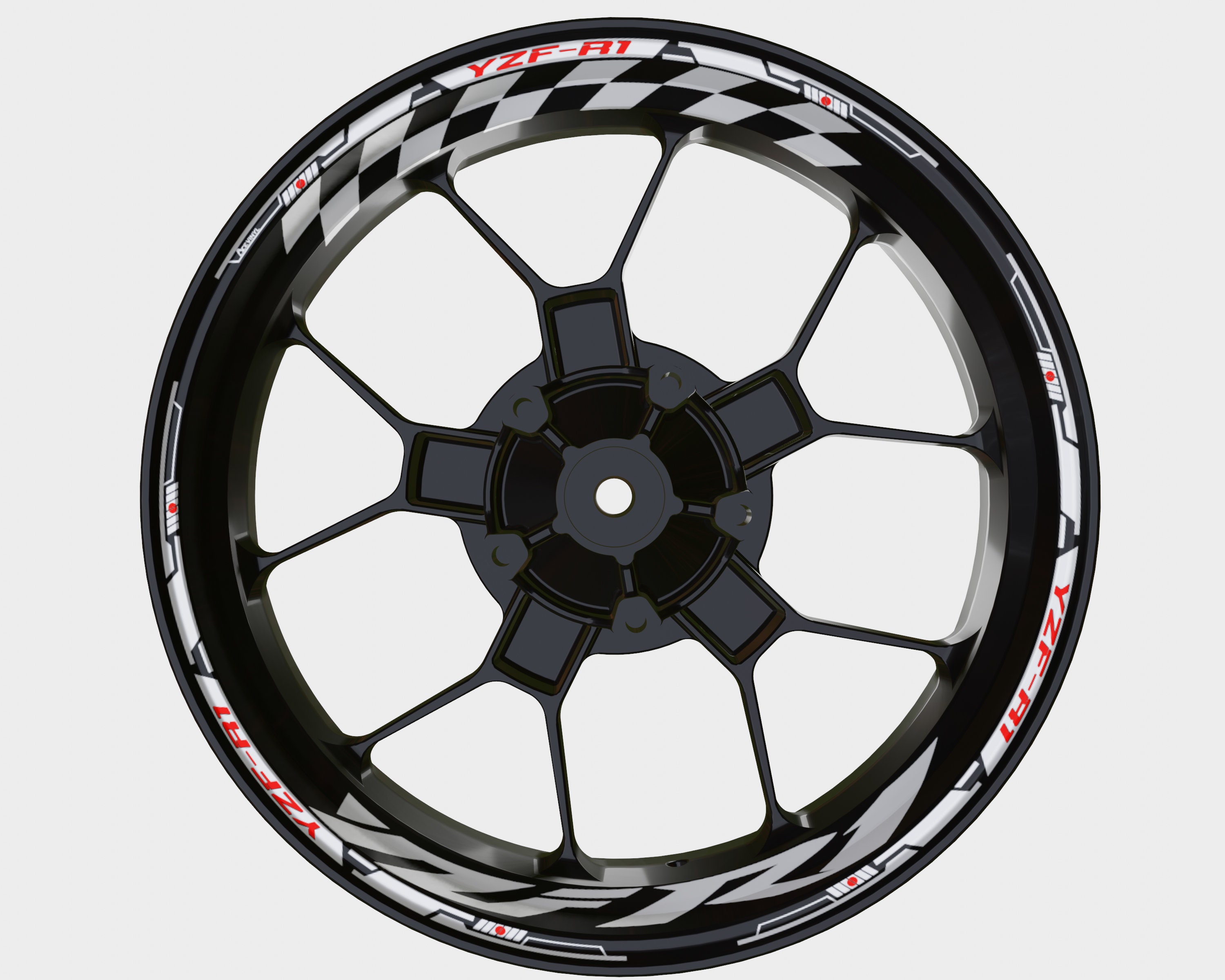 Stickered R1 Rims Yamaha YZF-R1 Wheel Decals Rim Stickers YZF R7 Rim Tape Set R1 R6 R3 ...