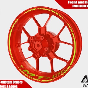 Naklejki na felgi Yamaha MT-125 Naklejki na felgi YZF R7 Zestaw taśm na felgi MT125 MT 03 07 09 10 Odblaskowe naklejki samochodowe Neon Yellow Fluorescencyjne Hi Fis