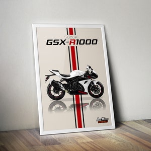 Suzuki GSXR 1000 2022 | Motorcycle Poster, Bike Wall Art Decor - Gift for Lovers Suzuki Rider Present Drawing GSX-R