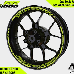 BMW S1000RR Wheel Decals Set S1KRR Sticker Rim Set S 1000RR Fluorescent Yellow Flou autoaufkleber Motorrad