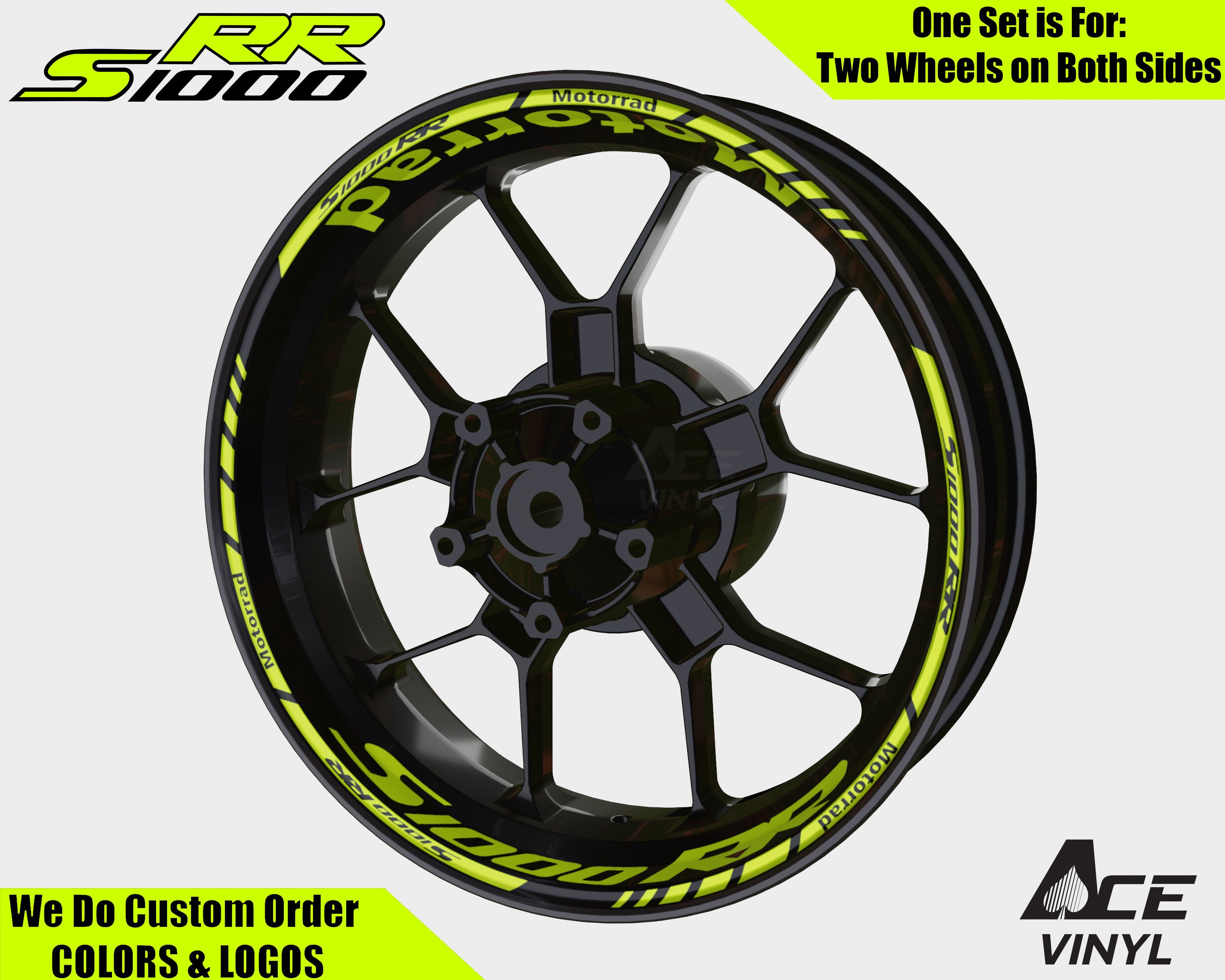 Ace Vinyl White Wheel Rim Decals For BMW S1000R, S1000RR, M1000R, XR