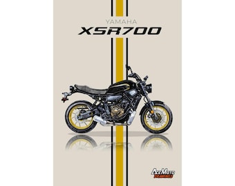 Yamaha XSR 700 2022 | Pôster de motocicleta, decoração de arte de parede de bicicleta - presente para amantes de desenho de presente de piloto Yamaha