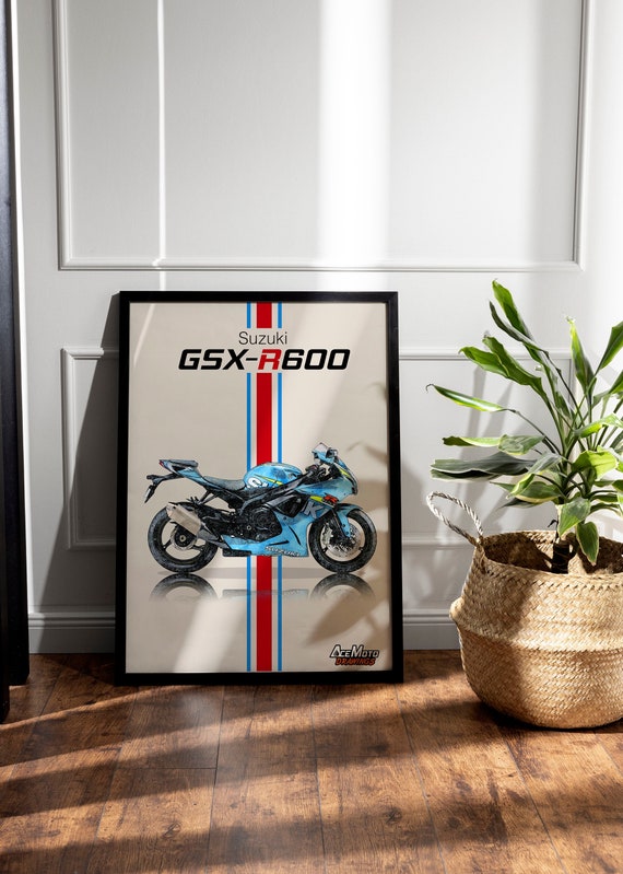 Suzuki GSXR 600 2015 | Motorcycle Poster, Bike Wall Art Decor