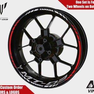 Naklejki na felgi Yamaha MT-03 Naklejki na felgi YZF R7 Zestaw taśm na felgi MT03 MT 03 07 09 10 Odblaskowe naklejki samochodowe