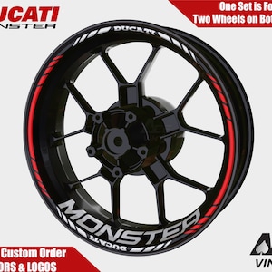 Ducati モンスターホイールデカールリムステッカー 696 821 969 S4R 1200s 1260 851 961 リムテープセット 反射 自動車用ステッカー