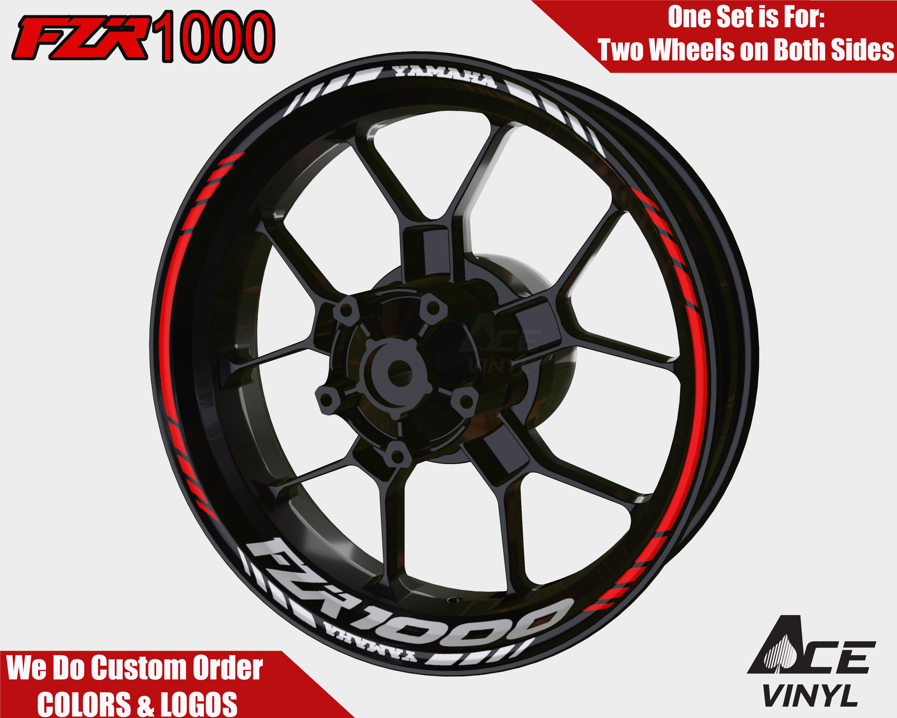 Yamaha Fz1 Fazer 1000 Wheel Stripes, Decals, Stickers - Red - Moto