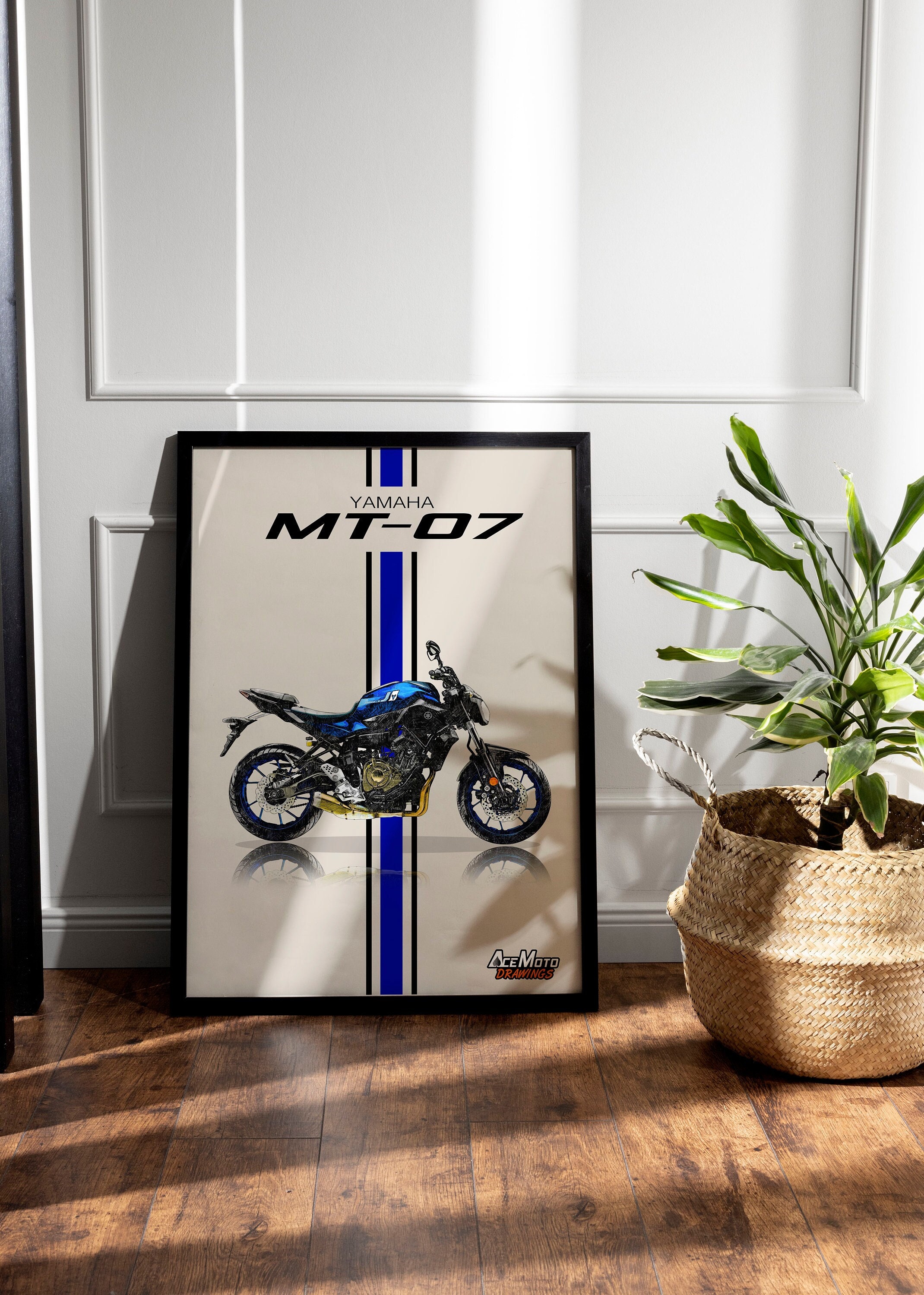 Yamaha MT-07 2017 | Motorcycle Poster, Bike Wall Art Decor - Gift