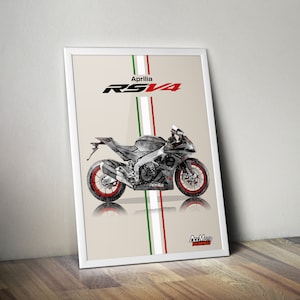 Aprilia RSV4 RR 2015 | Motorrad Poster, Bike Wall Art Decor - Geschenk für Liebhaber Aprilia Rider PresentZeichnung