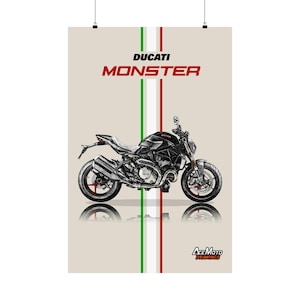 Ducati Monster 1200S 2020 | Motorcycle Poster, Bike Wall Art Decor - Gift for Lovers Ducati Rider Present Drawing