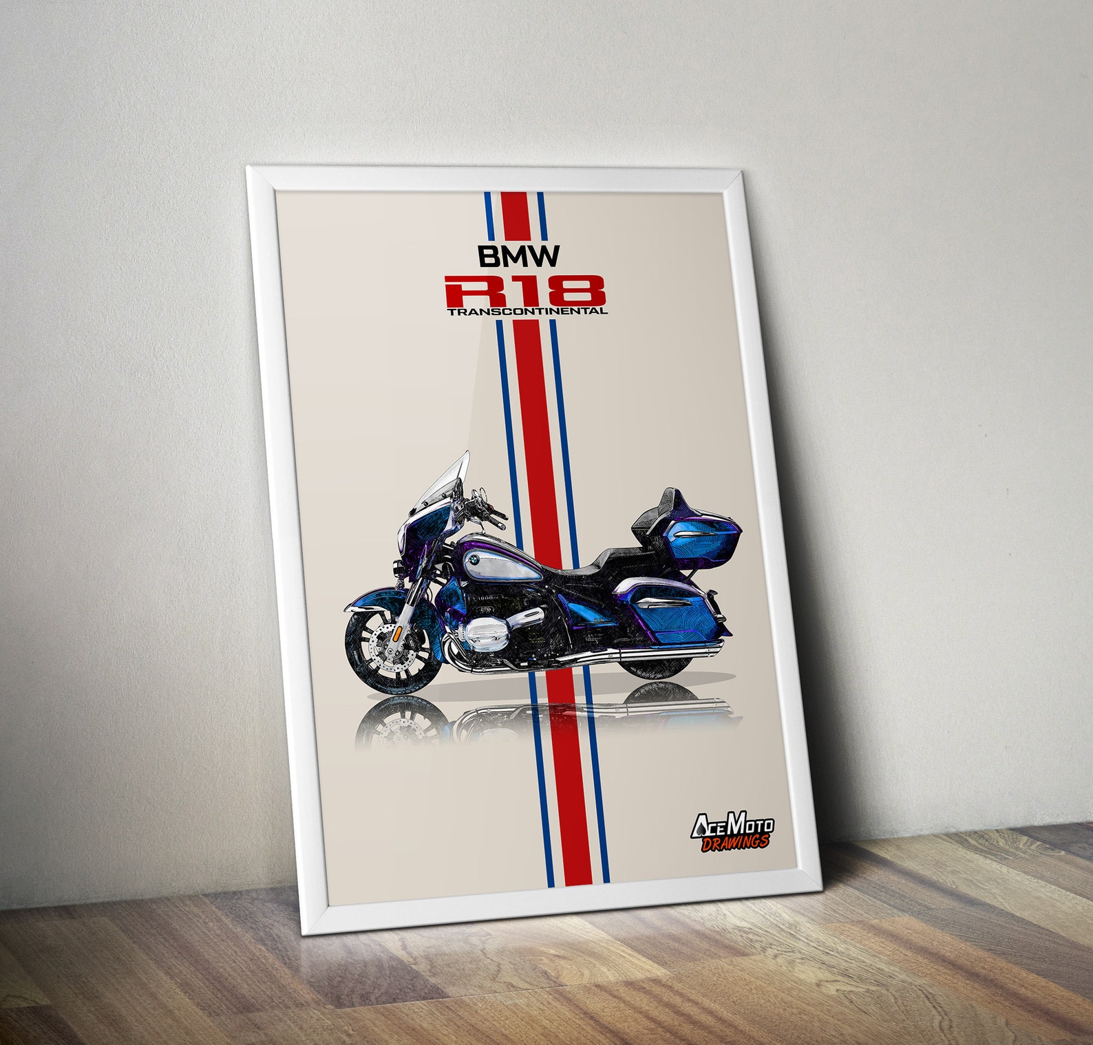 BMW R18 Transcontinental Wall Poster | Motorcycle Poster, Bike Wall Art ...