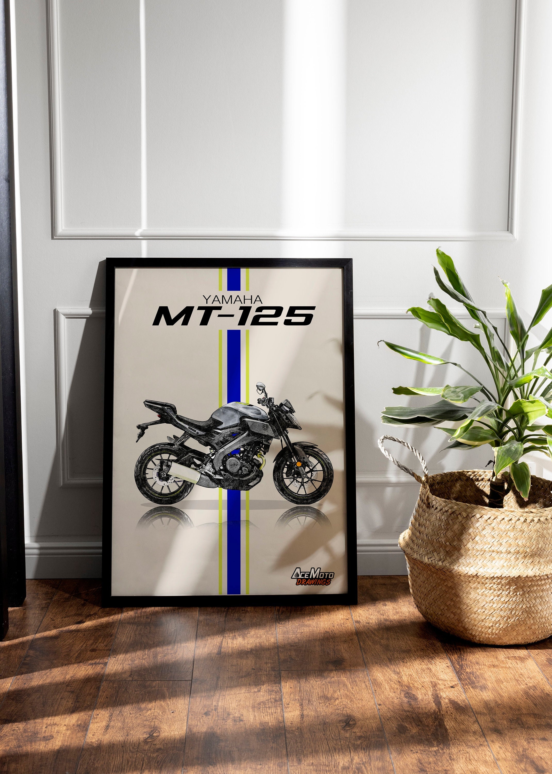 Yamaha MT-125 2017 | Motorcycle Poster, Bike Wall Art Decor - Gift