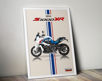 BMW S1000XR 2021 | Motorcycle Poster, Bike Wall Art Decor - Gift for Lovers BMW Rider Present Drawing